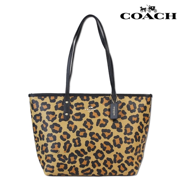 COACH coated canvas city tote in Ocelot - Picture 6 of 7